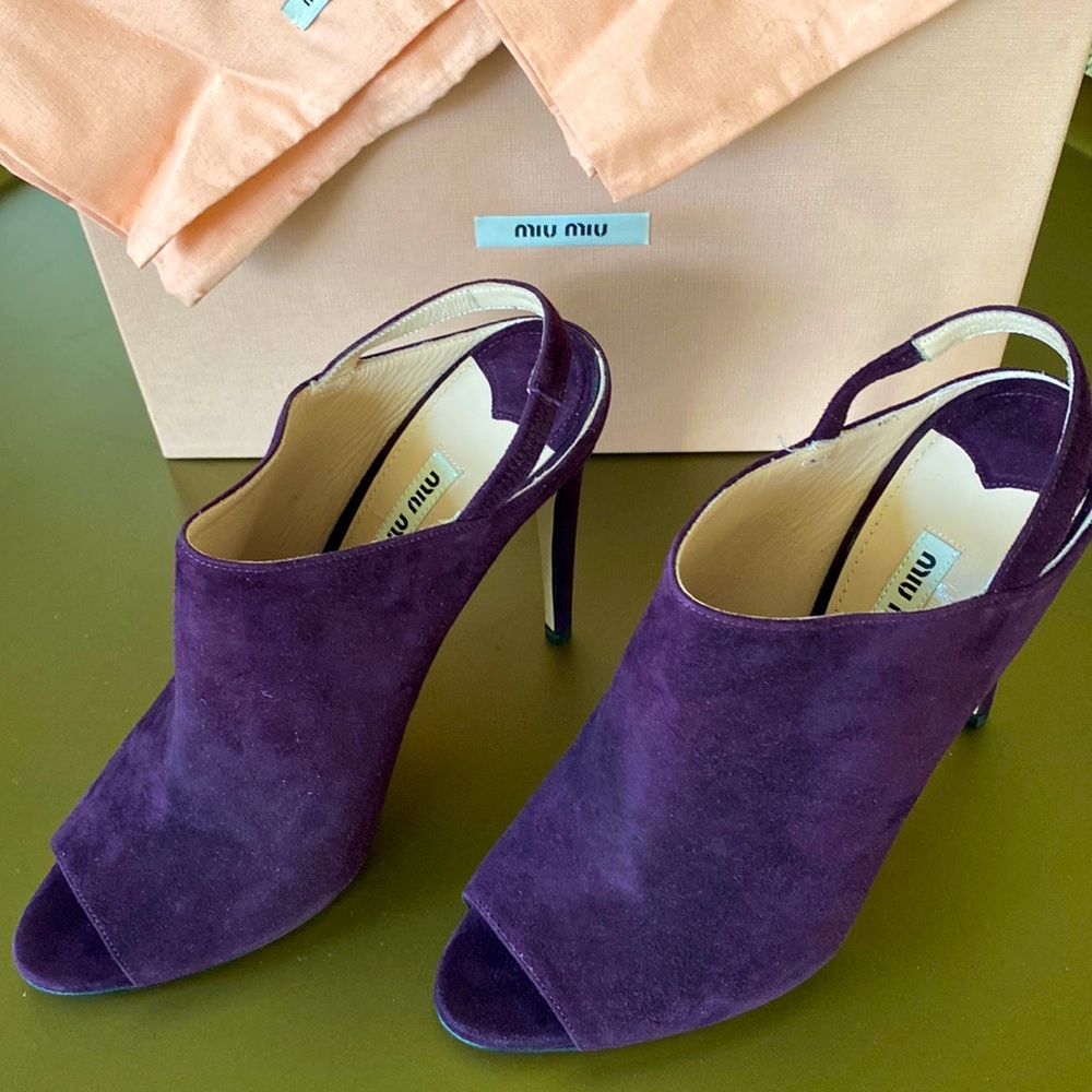 Nwb Miu Miu Suede Open Toe Slingbacks - image 1